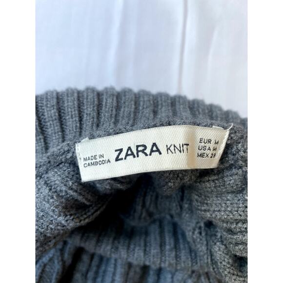 Zara Knit Turtleneck Grey Size Medium Cozy - Picture 4 of 6